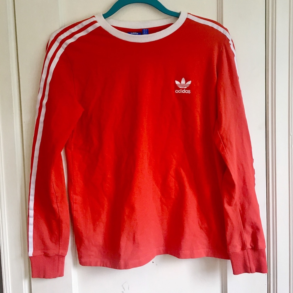 Adidas bright red-orange athletic top